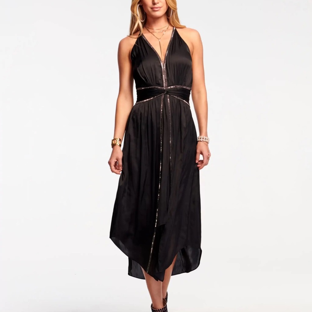 Ramy Brook Melanie Embellished Midi Dress In Black